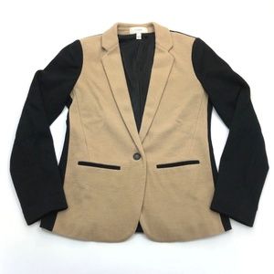 J Crew Tan and Black Color Block Knit Blazer 6